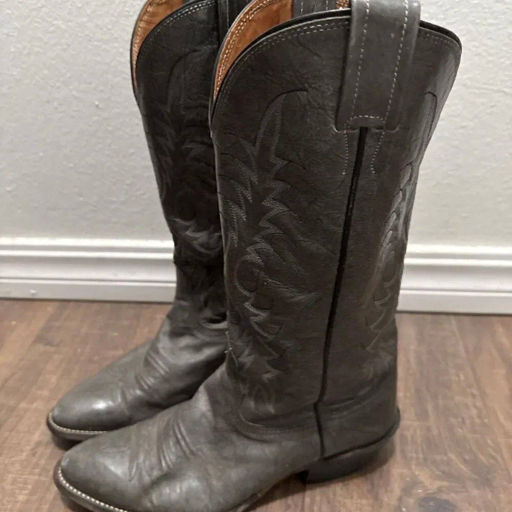 NOCONA Mens Size 7.5D Vintage Gray Leather Cowboy‎ Western Boots Rodeo